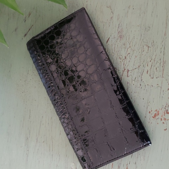 Lodis Black Faux Croc Clutch Wallet - Picture 3 of 7